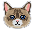 Blue eyed brown tabby kitten face embroidered patch