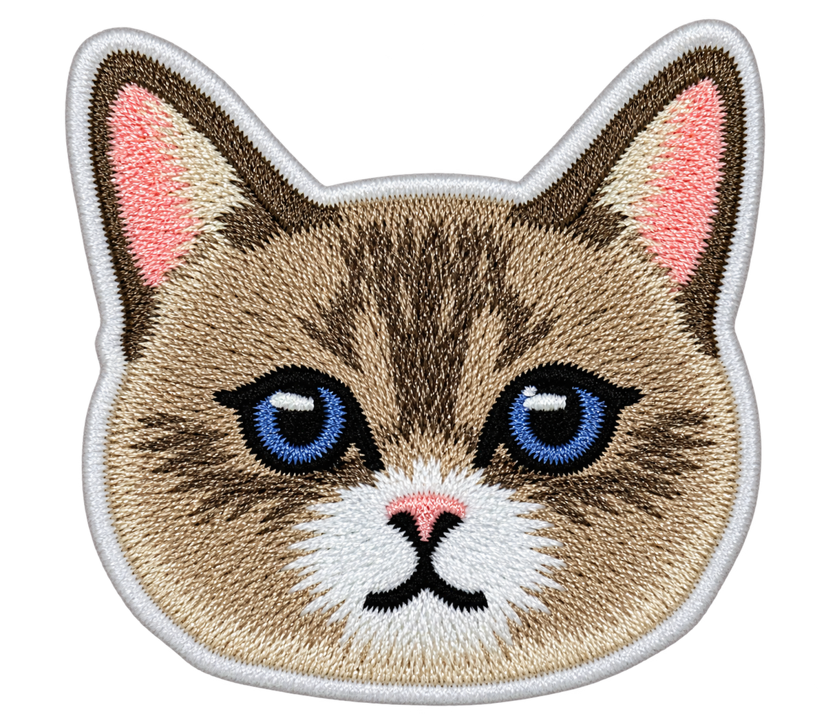 Blue eyed brown tabby kitten face embroidered patch