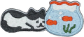 Cartoon Cat Looking at Fish Globe