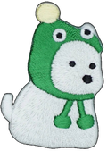 White Dog with Frog Hat