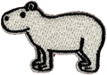 Minimalist white hippo embroidered patch with black outlines