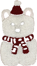 White winter bear embroidered patch wearing red hat and scarf